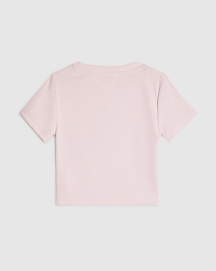Girls Pink Diamante Heart T-Shirt