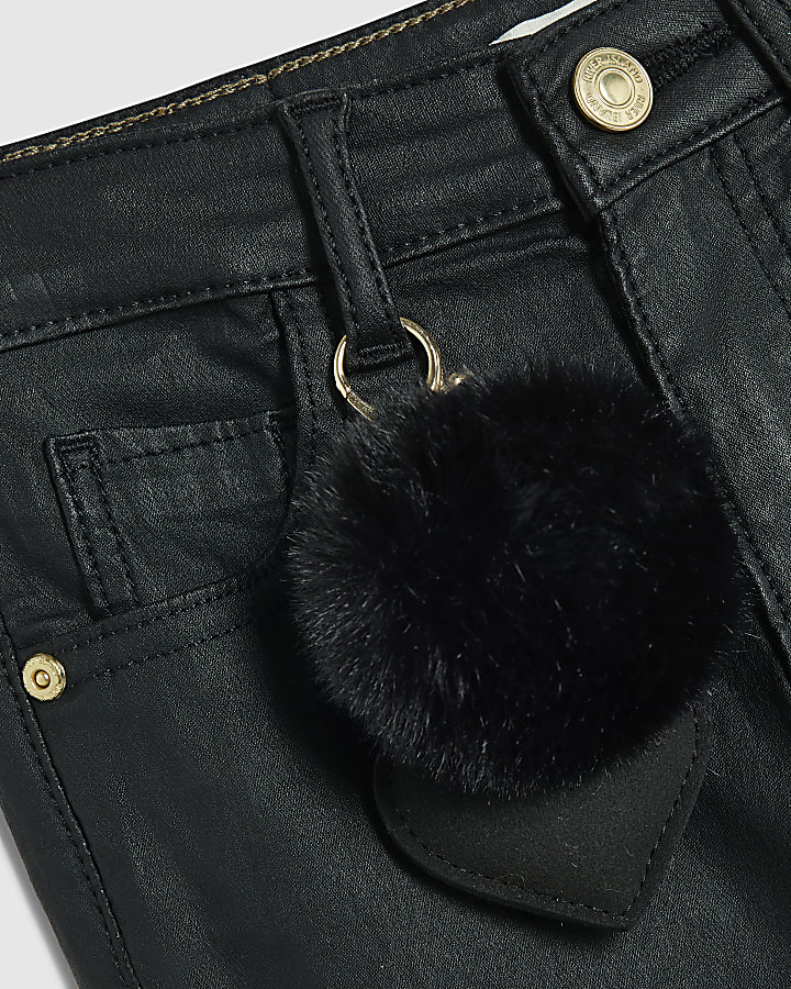 Girls Black Flare Leg Keychain Jeans