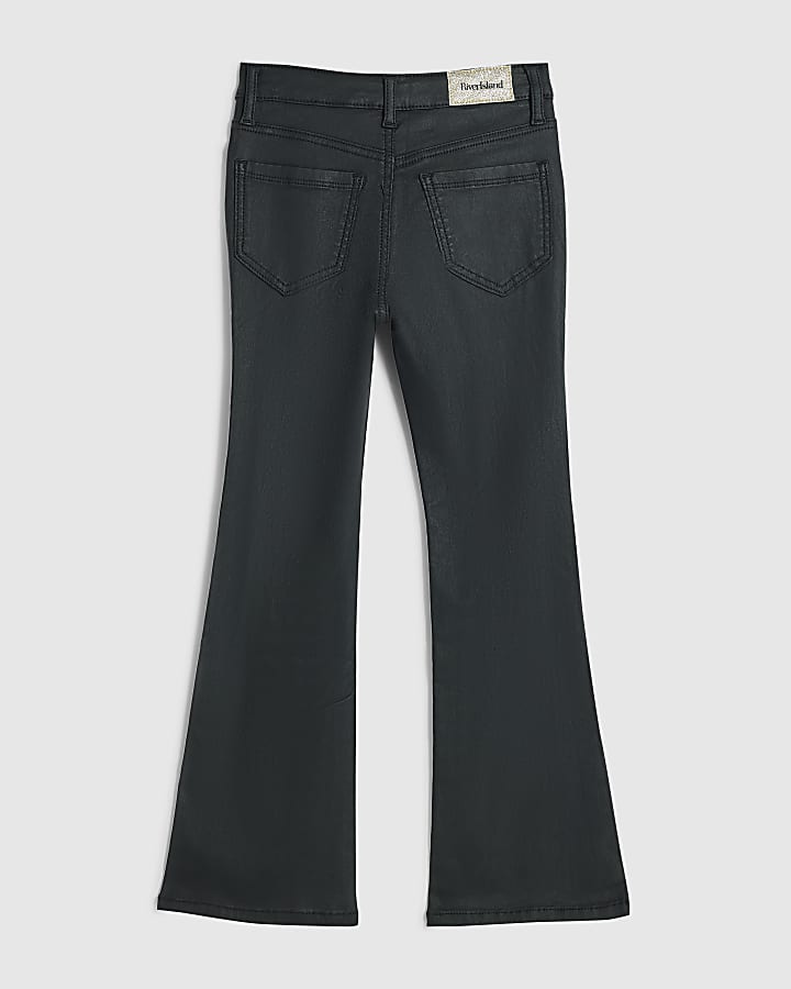 Girls Black Flare Leg Keychain Jeans