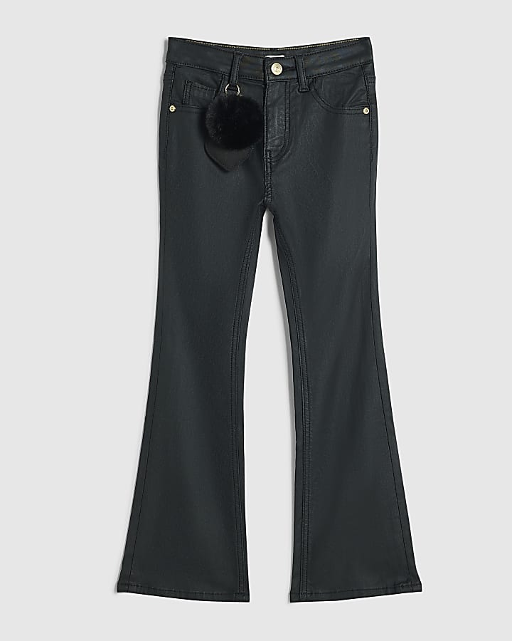 Girls Black Flare Leg Keychain Jeans