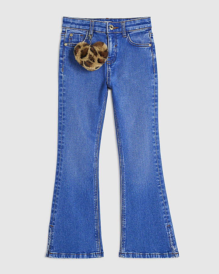 Girls Blue Flare Leg Keychain Jeans