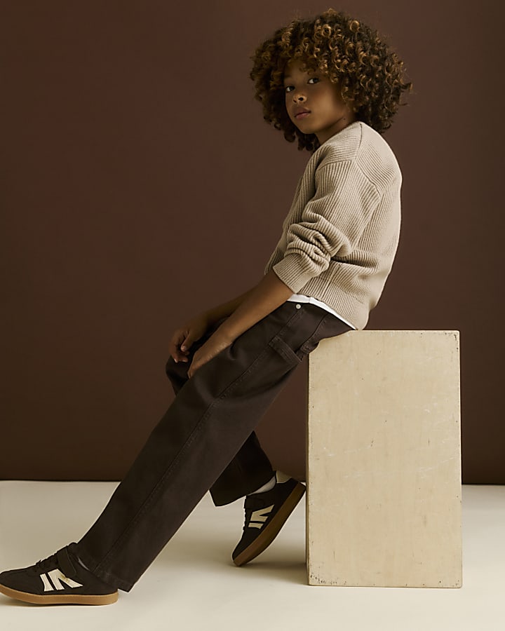 Boys Brown Twill Straight Leg Trousers