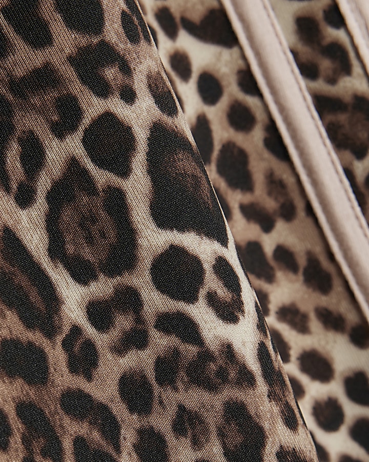 Girls Brown Leopard Wide Leg Joggers