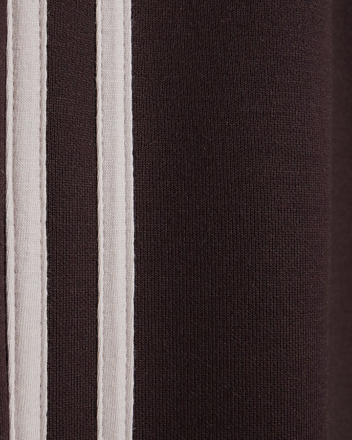 Girls Brown Side Stripe Wide Leg Joggers