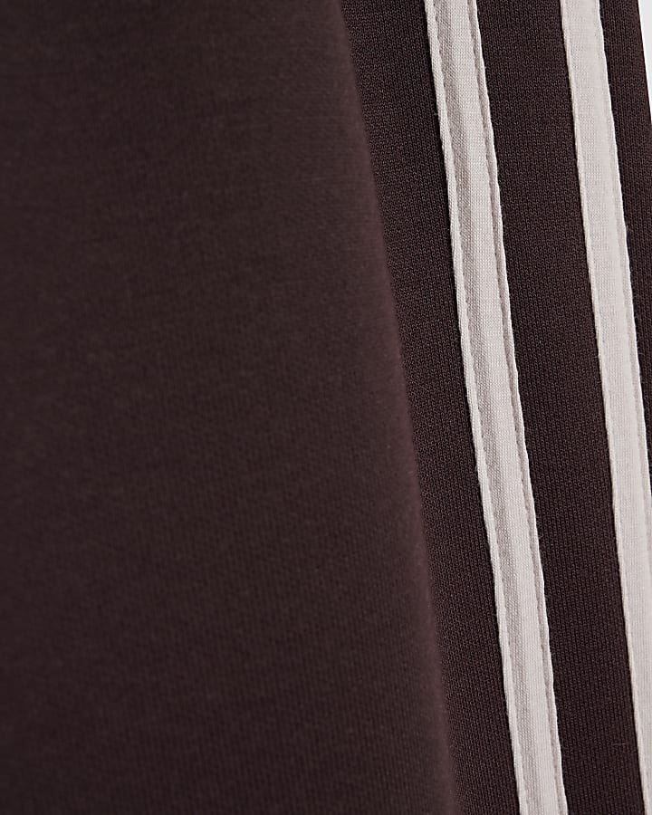 Girls Brown Side Stripe Wide Leg Joggers