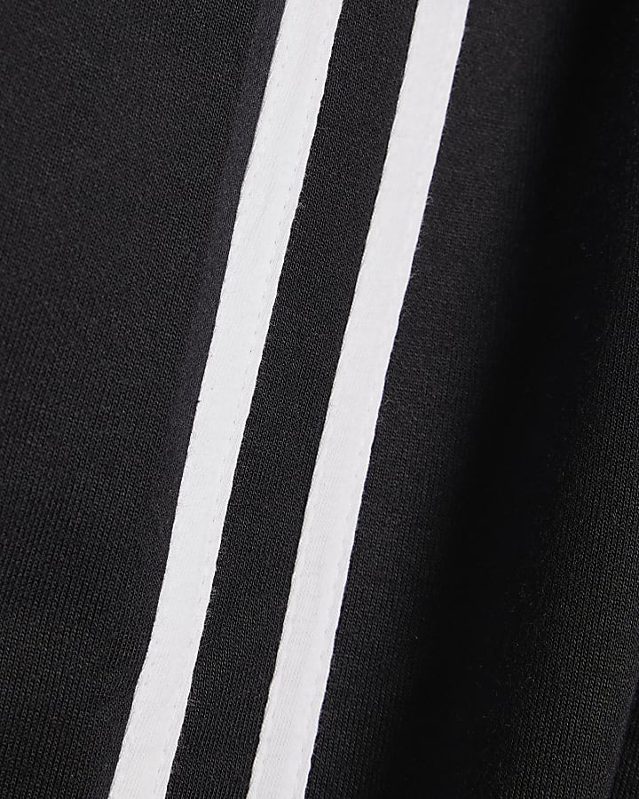 Girls Black Side Stripe Wide Leg Joggers