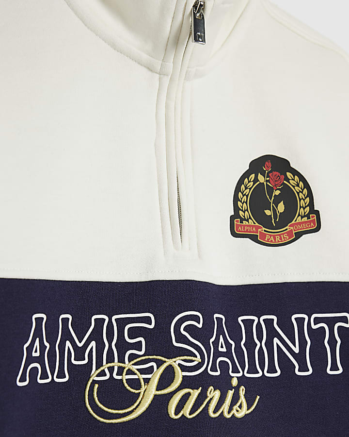 Mini Boys White Ame Saint Sweatshirt Set