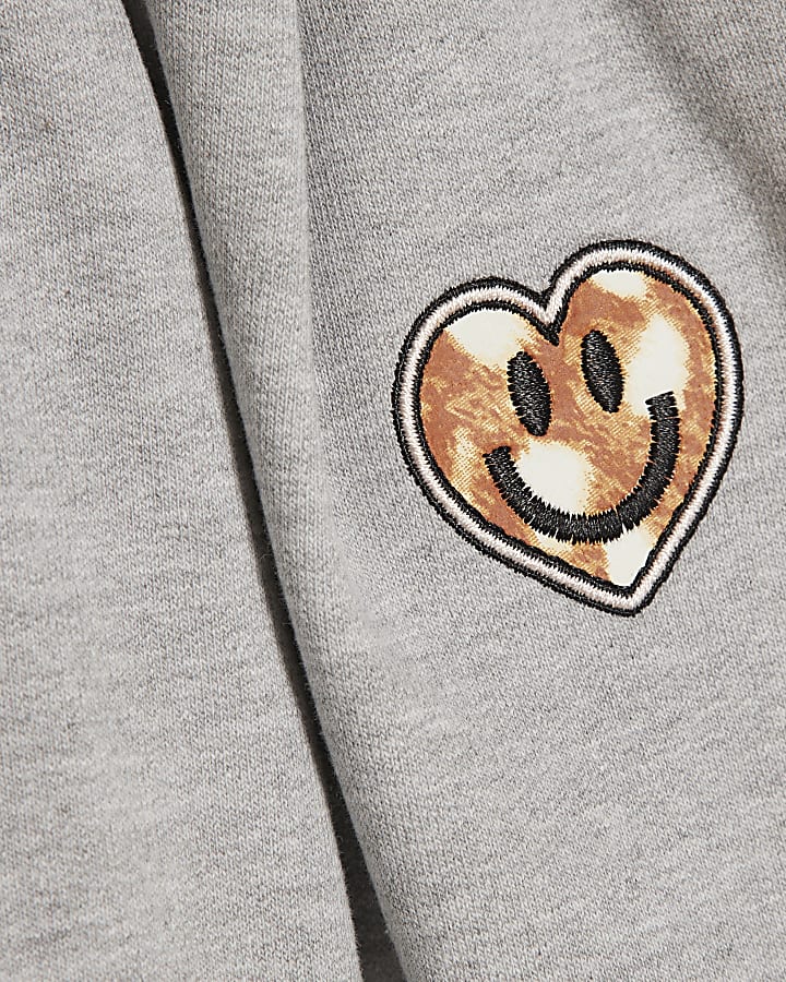Girls Grey Nylon Mixed Face Joggers