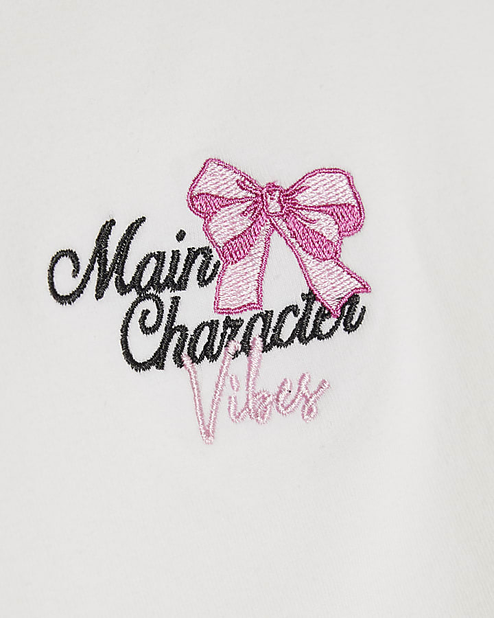 Girls White Main Character Crop Top