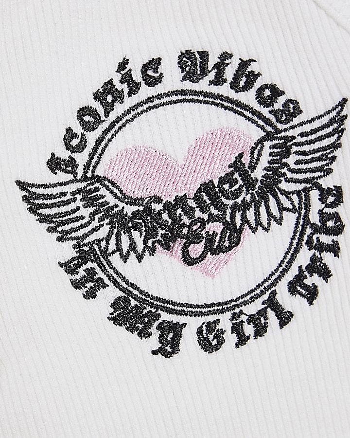 Girls White Lace Button Up Tank Top