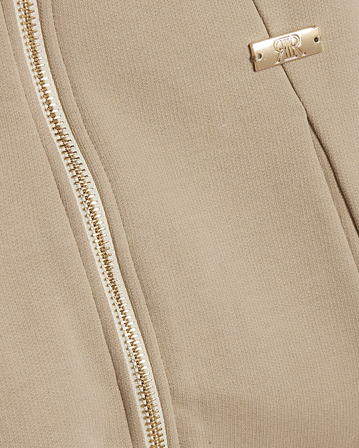 Girls Beige Hybrid Tracksuit Set
