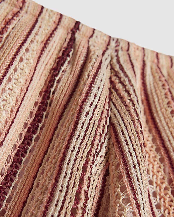 Girls Pink Stripe Shorts Set