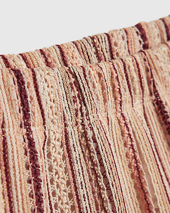 Girls Pink Stripe Shorts Set