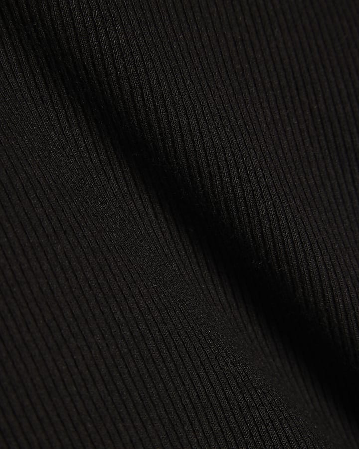 Girls Black Scallop Long Sleeve Top