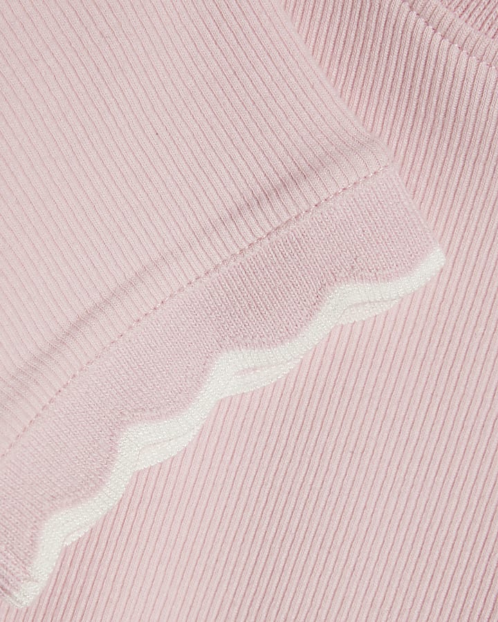 Girls Pink Scallop Edge T-Shirt
