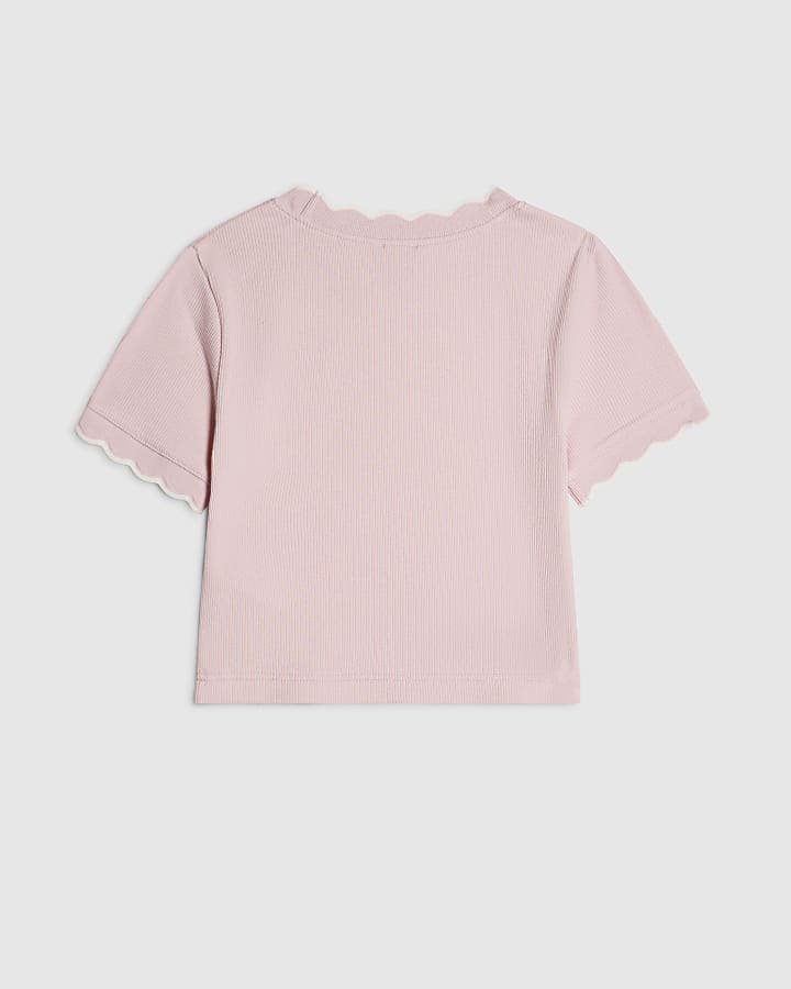 Girls Pink Scallop Edge T-Shirt