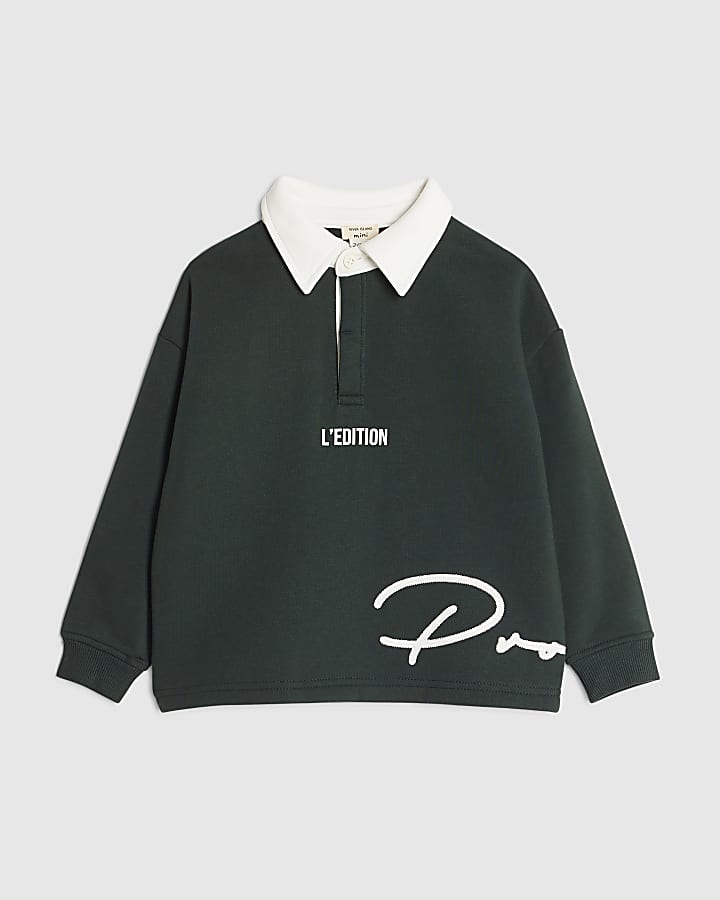 Mini Boys Green Prolific Rugby Sweatshirt