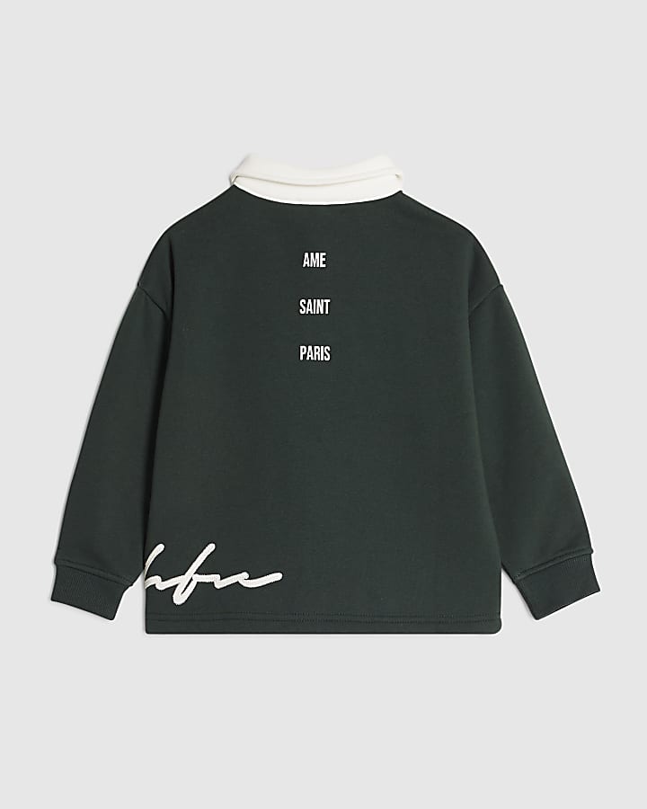 Mini Boys Green Prolific Rugby Sweatshirt