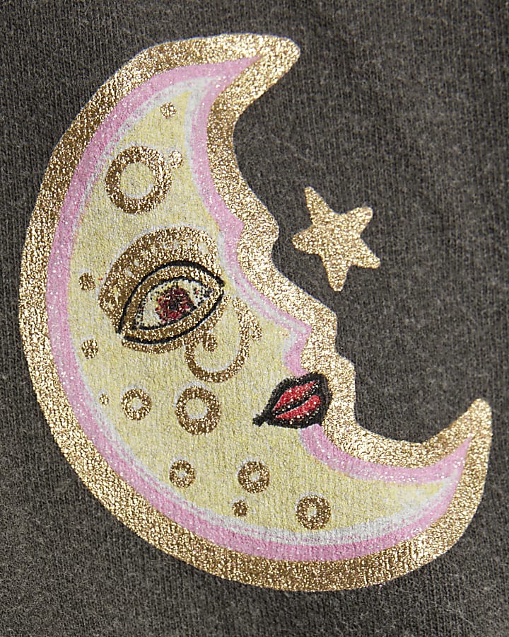 Girls Grey Quirky Sun Icon T-Shirt