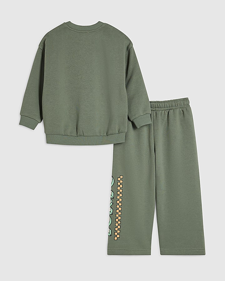 Mini Girls Khaki Tokyo Cartoon Sweatshirt Set