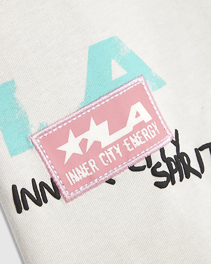 Boys Grey Oversized Grafitti Graphic T-Shirt