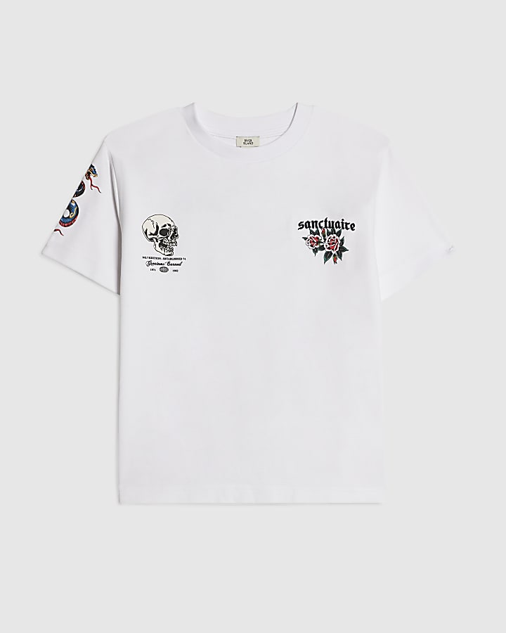 Boys White Skull Sanctuaire T-Shirt