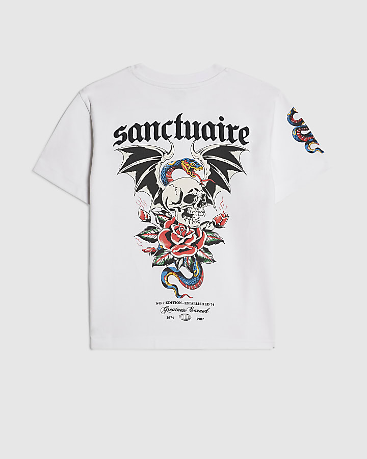 Boys White Skull Sanctuaire T-Shirt