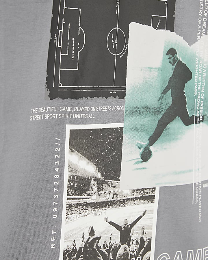 Boys Blue Oversized Football Collage T-Shirt