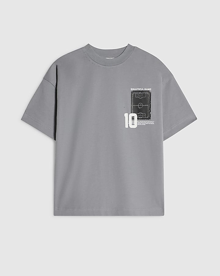 Boys Blue Oversized Football Collage T-Shirt