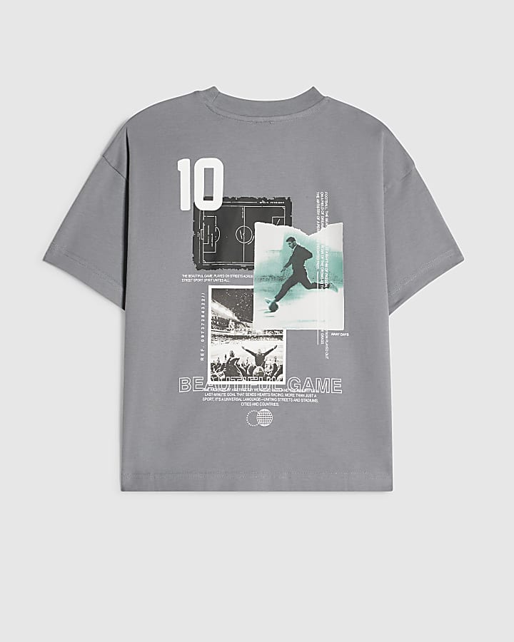 Boys Blue Oversized Football Collage T-Shirt