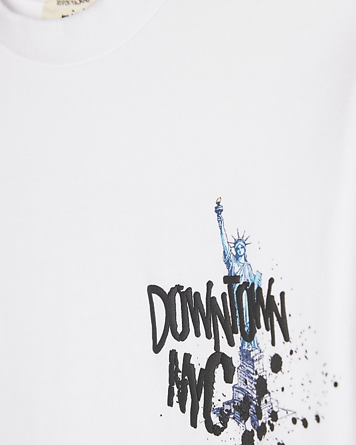 Mini Boys White Downtown NYC Graphic T-Shirt
