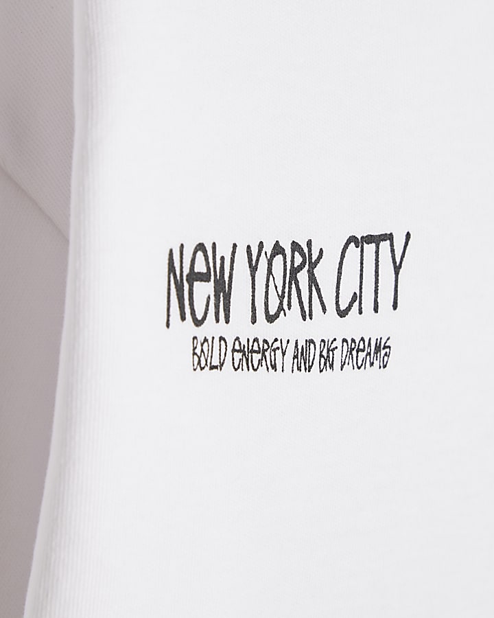 Boys White Downtown NYC Graphic T-Shirt