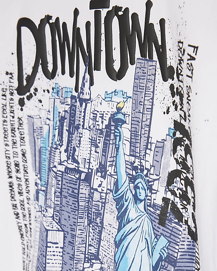 Boys White Downtown NYC Graphic T-Shirt