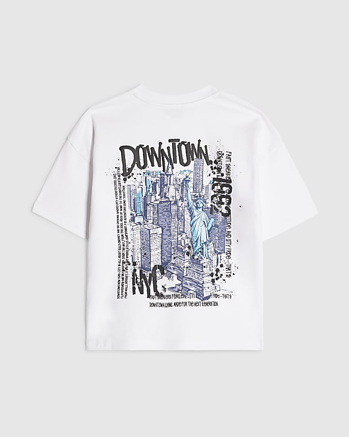 Boys White Downtown NYC Graphic T-Shirt