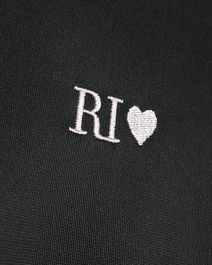 Girls Black Bow Tricot Tracksuit Set