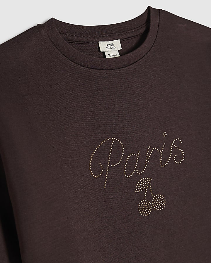 Girls Purple Premium Paris Cherry T-Shirt