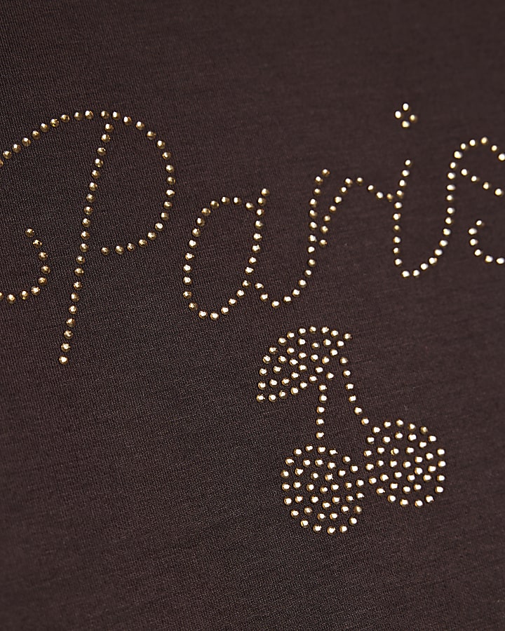 Girls Purple Premium Paris Cherry T-Shirt