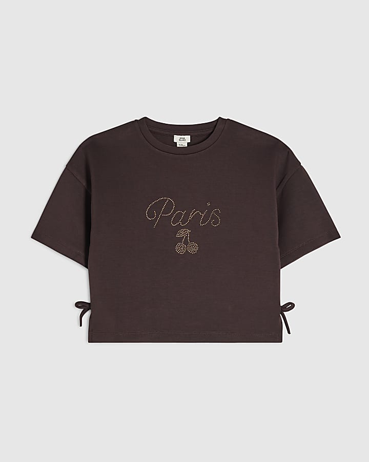 Girls Purple Premium Paris Cherry T-Shirt