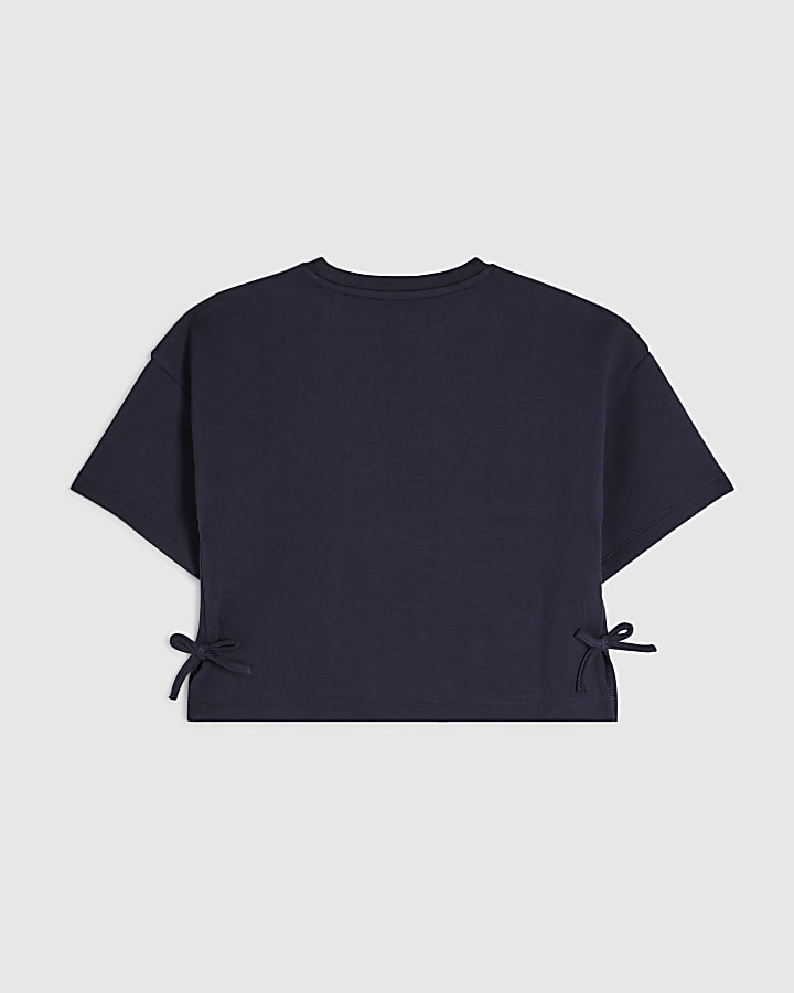 Girls Navy Premium Cherry T-Shirt