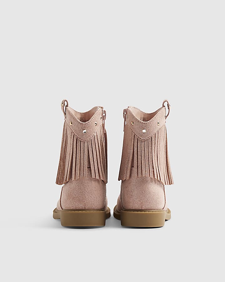 Mini Girls Pink Western Tassel Boots