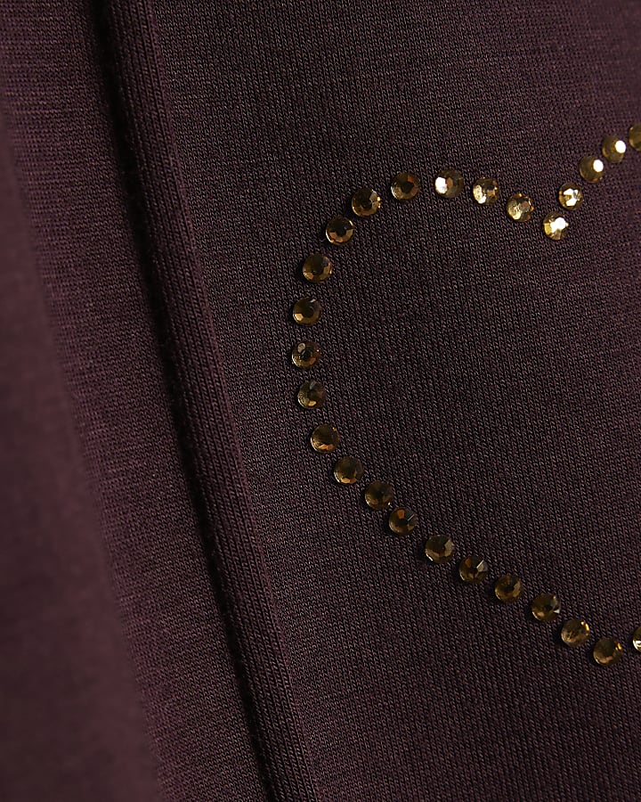 Girls Purple Premium Heart Flared Trousers
