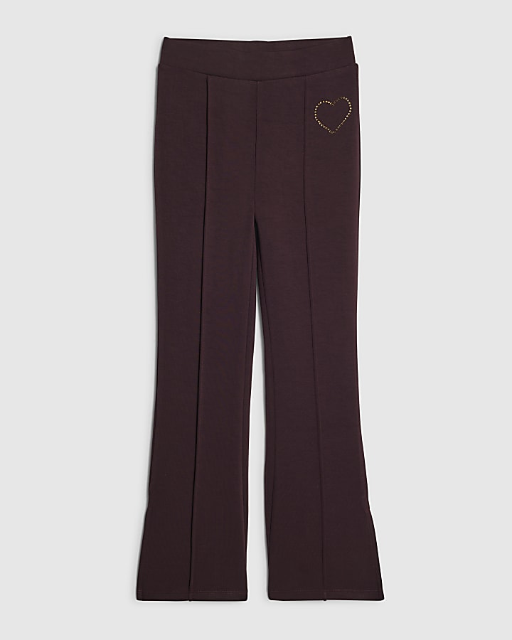 Girls Purple Premium Heart Flared Trousers