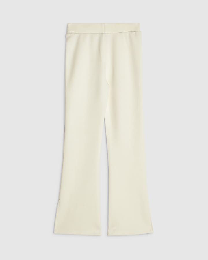 Girls Cream Premium Heart Flared Trousers