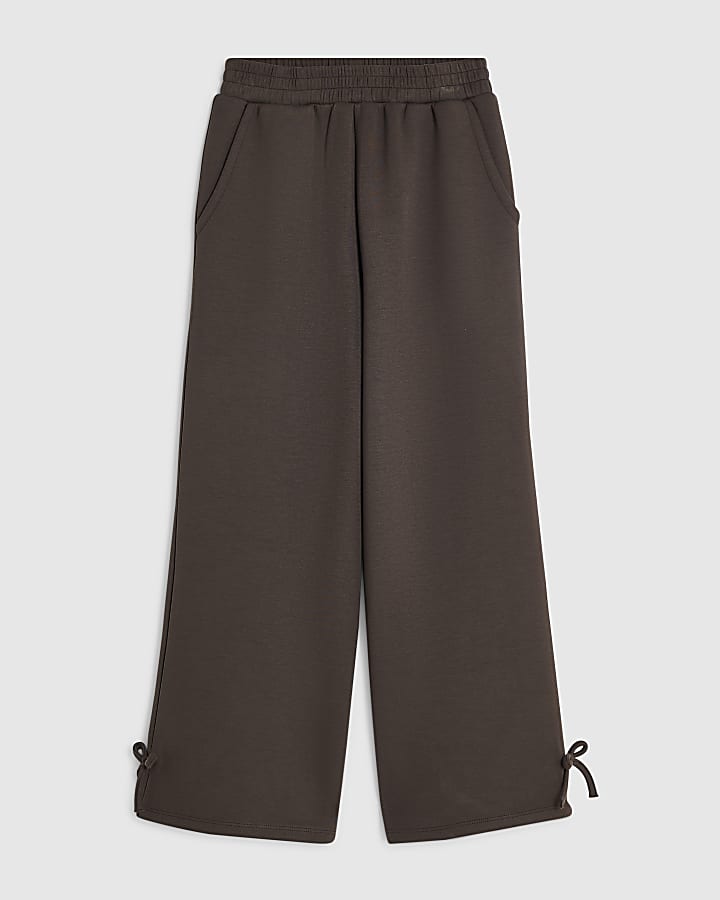 Girls Brown Premium Wide Leg Joggers