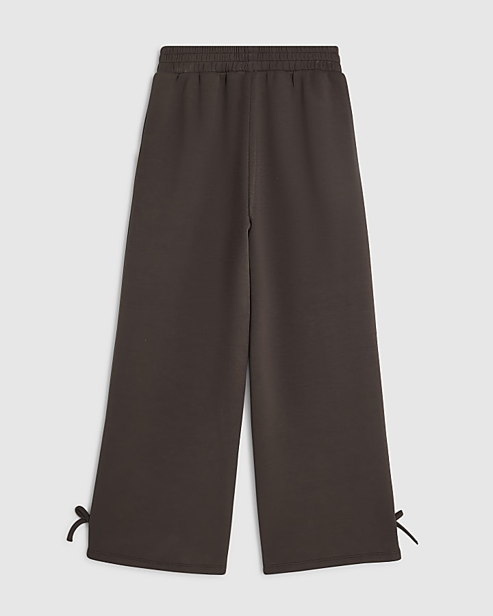 Girls Brown Premium Wide Leg Joggers