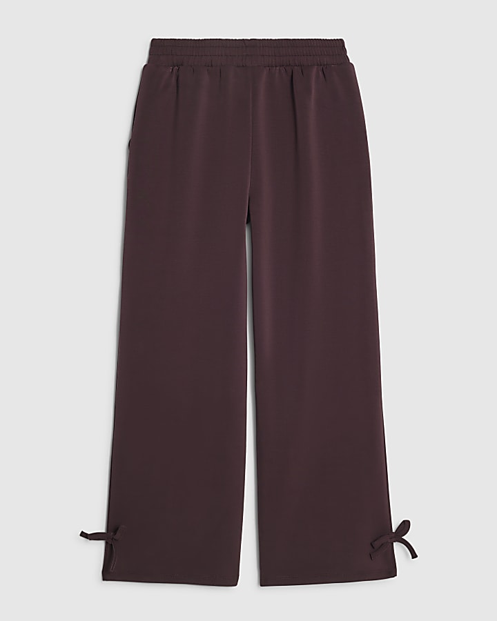 Girls Purple Premium Wide Leg Joggers