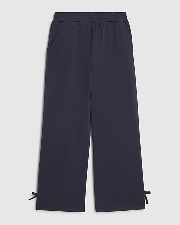 Girls Navy Premium Wide Leg Joggers