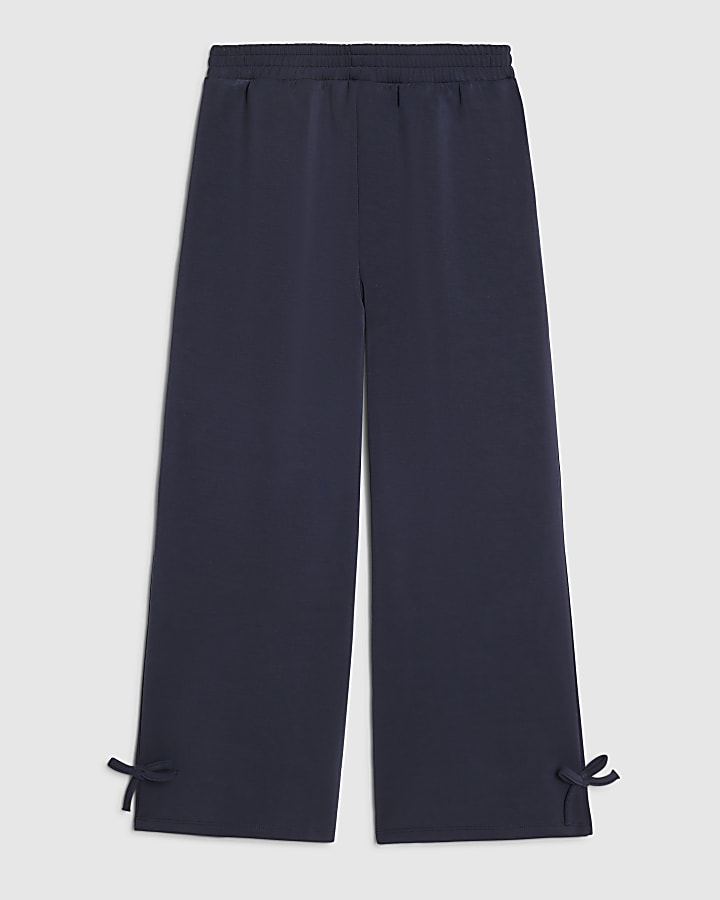 Girls Navy Premium Wide Leg Joggers
