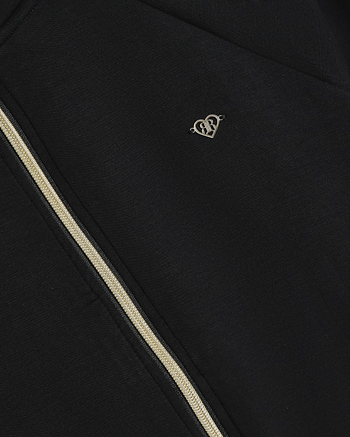Girls Black Premium Zip Funnel Sweatshirt