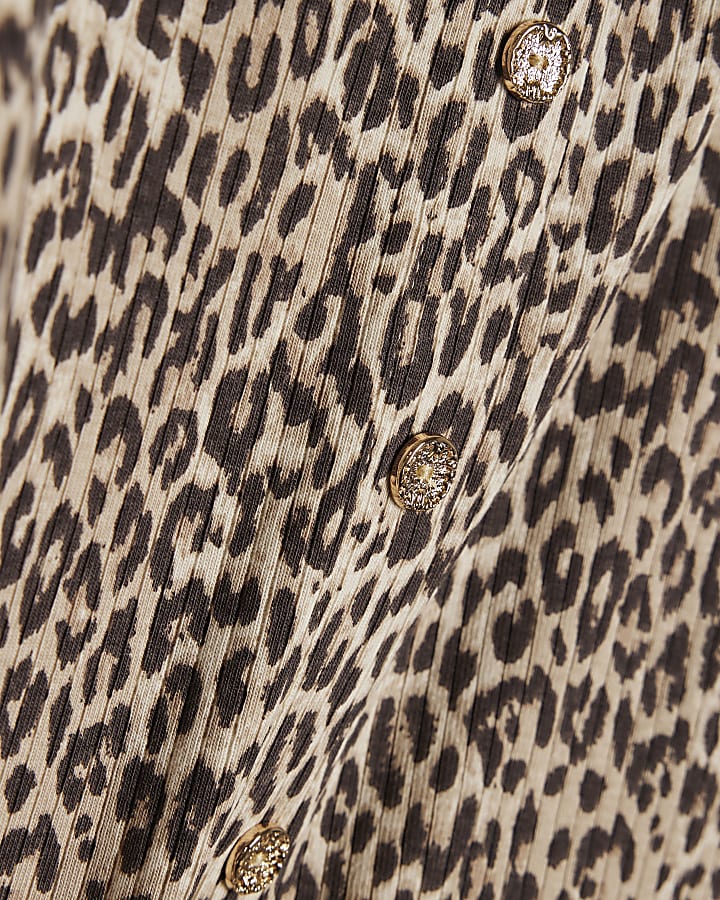 Mini Girls Brown Leopard Print Cardigan Set